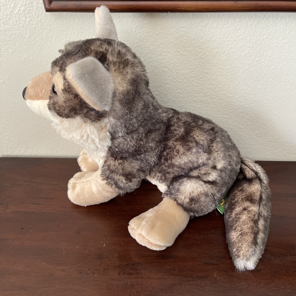 Wild Republic Stuffed Animal Plush Toy Sitting Timber Gray Tan Super Clean 12" - Picture 4 of 5